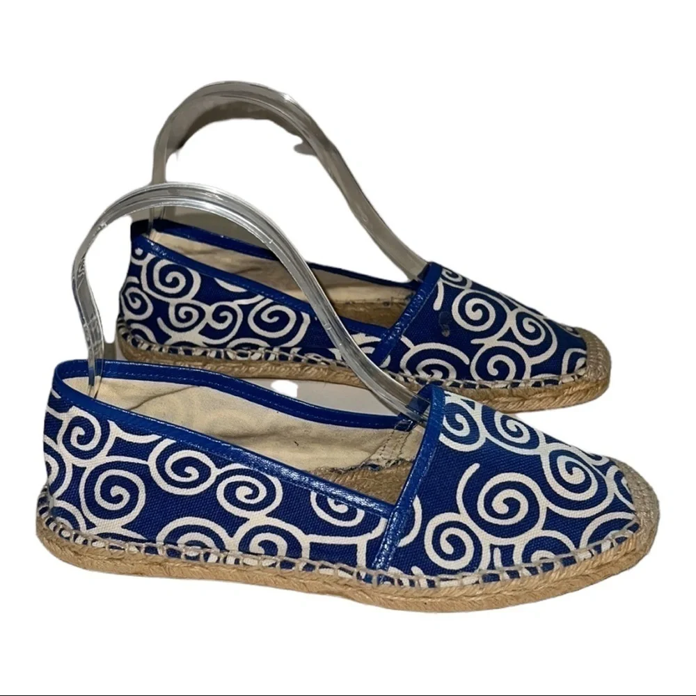Diane von Furstenberg Blue Canvas Espadrille Flats
